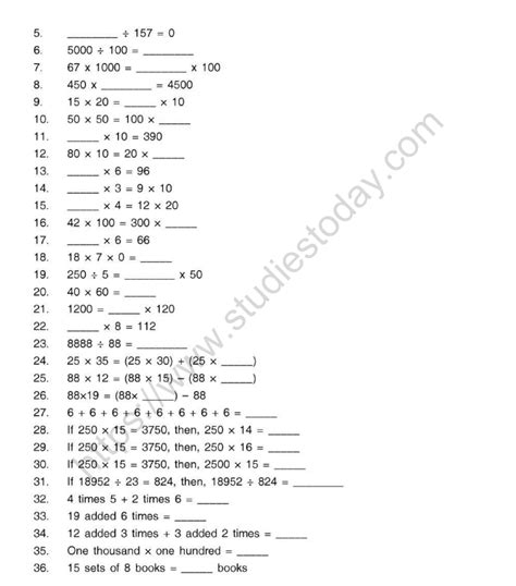 Cbse Class 5 Mental Maths Dodging Tables And Simplification Worksheet