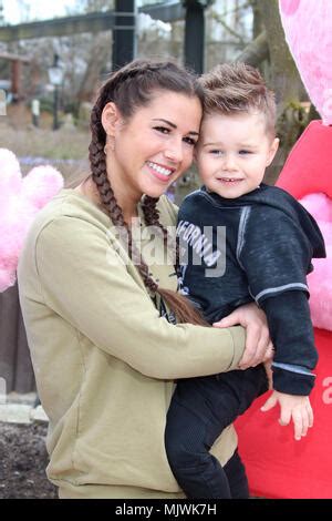 Sarah Lombardi and Caroline Beil test with their children the new kids area Peppa Pig Land at ...