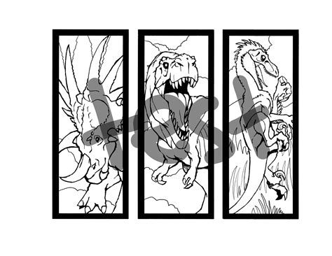 Printable Dinosaur Coloring Bookmarks 1 Etsy