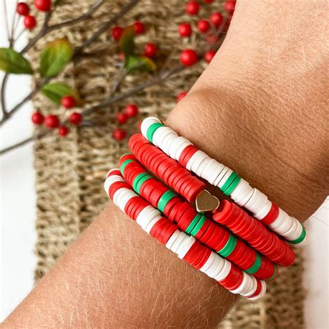 Holiday Bracelet Christmas Bracelet Heishi Beaded Bracelet Etsy