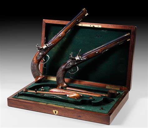 A Cased Pair Of French Flintlock Officers Pistols By Lepage Paris