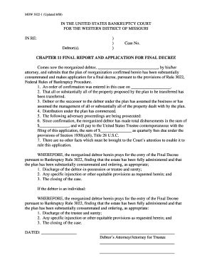 Fillable Online Mow Uscourts J Local Forms A Chapter Final Report