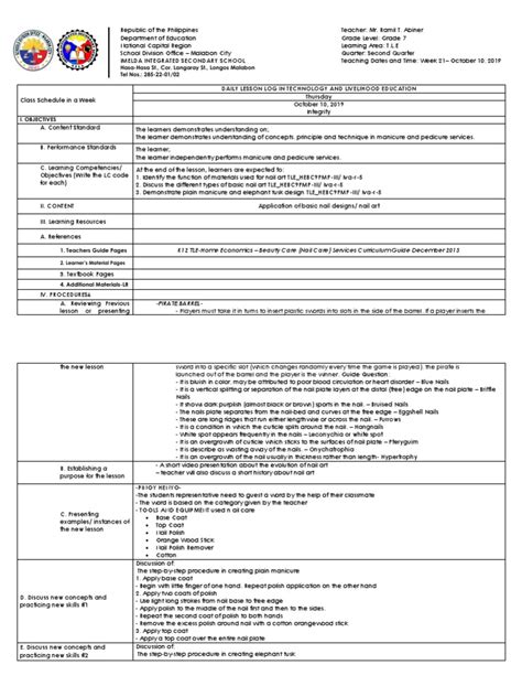 Sample Lesson Plan In Elementary For Cot