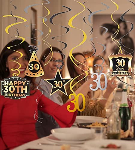 30th Birthday Party Decorations Kit Cheers To 30 Years Banner Swirls