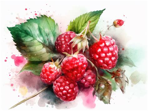 Watercolor Illustrations Of Raspberries Watercolor Art Raspberry Png