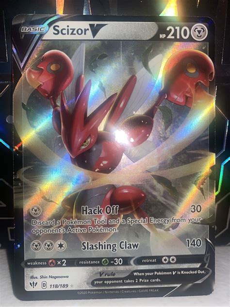 Scizor V 118 189 Darkness Ablaze Ultra Rare Holo Pokemon Card Near