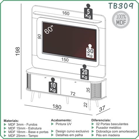 Painel Curvo 180cm Rack Curvo Tela 180cm 2 Portas Basculantes