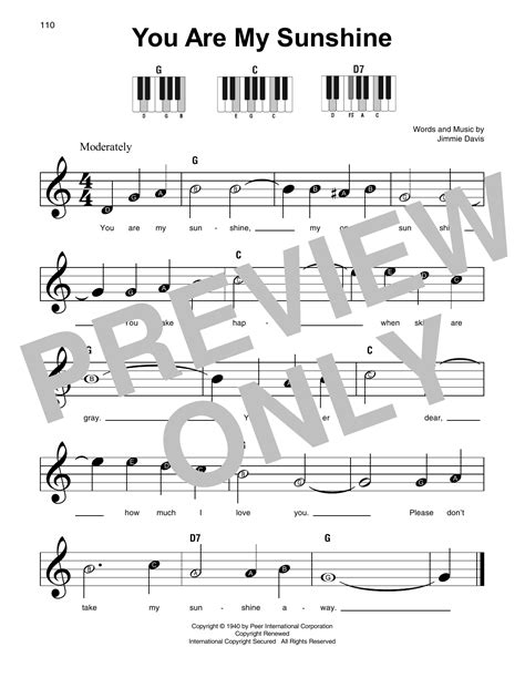 You Are My Sunshine By Jimmie Davis Sheet Music For Super Easy Piano At