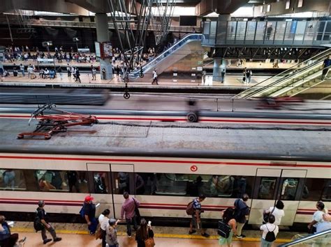 Train Cercanias Train At The Atocha Station In Madrid Station Full Of