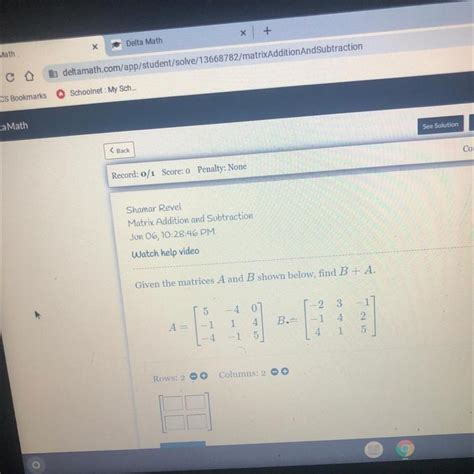 Given The Matrices A And B Shown Below Find B A A B Ctn