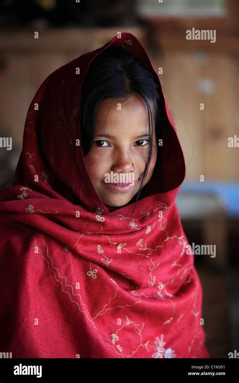 Nepali Girl In A Himalaya Nepal Stock Photo Alamy