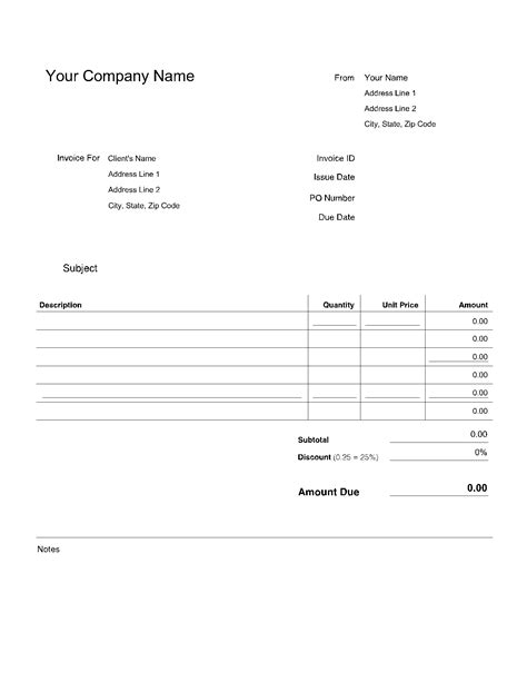 Free Printable Blank Invoice Free Printable Hub