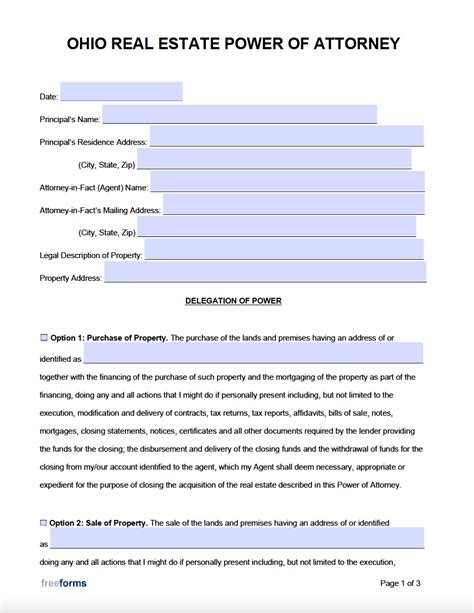 Financial Power Of Attorney Ohio Printable Form