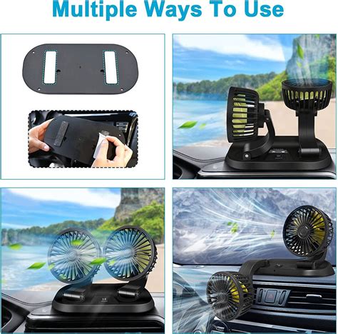 Dual Head Car Fan Portable Vehicle Truck Rotatable Auto Cooling