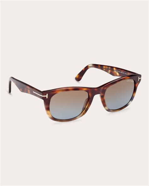 Tom Ford Kendel Square Frame Havana And Smoke Acetate Sunglasses Olivela