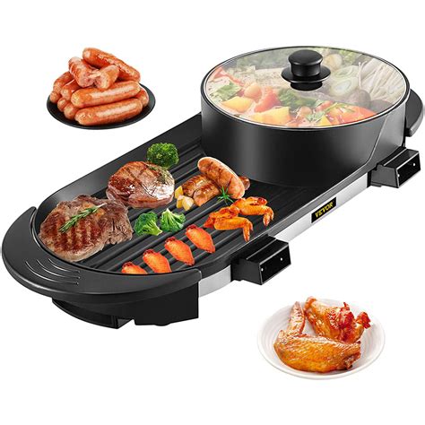 Vevor 2 In 1 Bbq Pan Grill And Hot Pot With Divider Multifunctional Teppanyaki Grill Pot