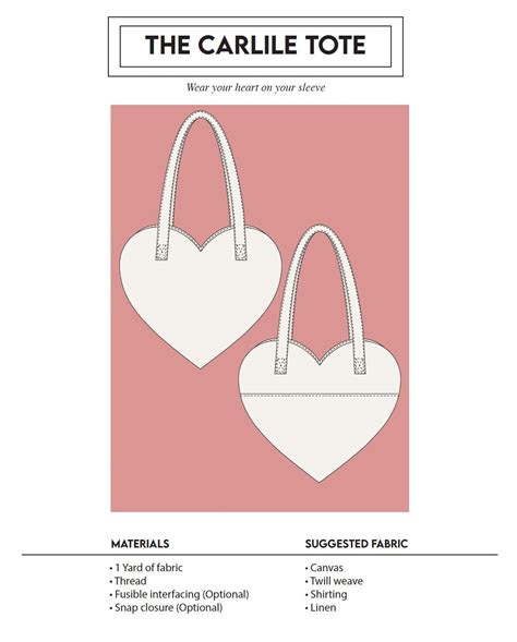 Heart Shaped Tote Bag Small Sewing Pattern Instant PDF Etsy UK