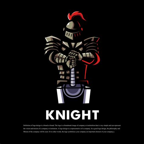 Knight Holding A Big Sword Sport Mascot Logo Design Vector With Modern