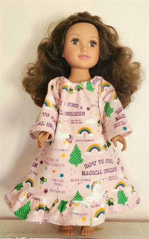 18 Inch Doll Flannel Nightgown Unicorns Fits American Girl Etsy