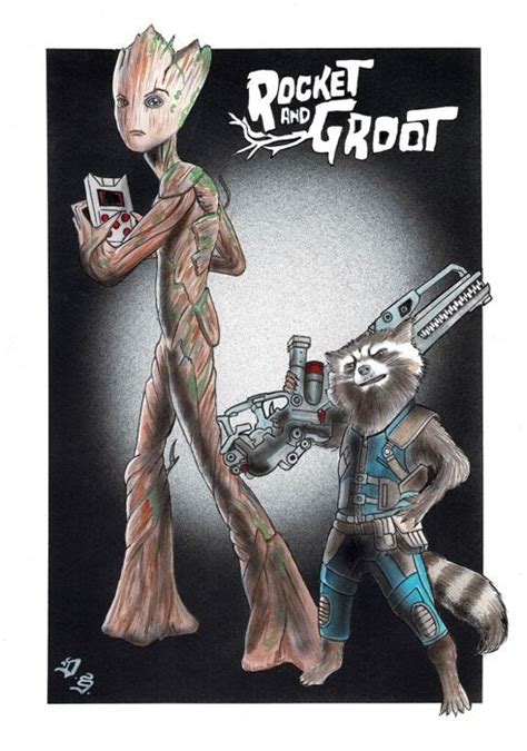 Groot And Rocket Raccoon Original Drawing Eo Catawiki