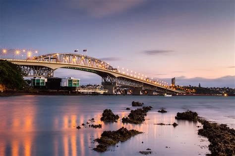 Download Auckland Harbour Bridge Dusk View.jpg Wallpaper | Wallpapers.com
