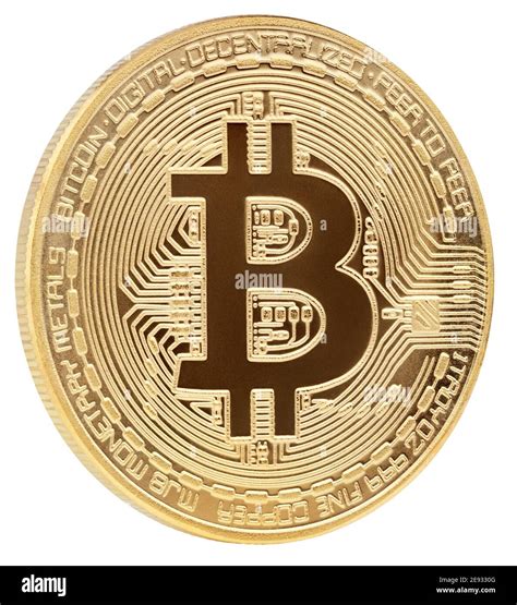 Digital Cryptocurrency Golden Bitcoin BTC Isolated On White