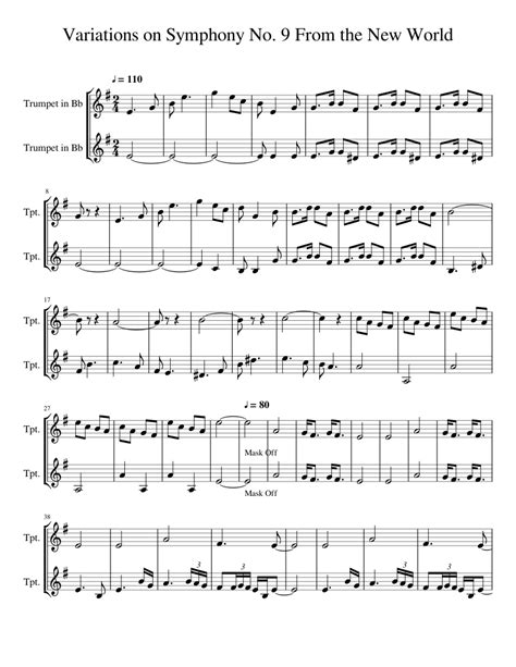 Final Variations On Symphony No 9 From The New World Sheet Music