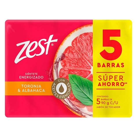 Jabón de tocador Zest toronja y albahaca 5 barras de 90 g c/u | Walmart