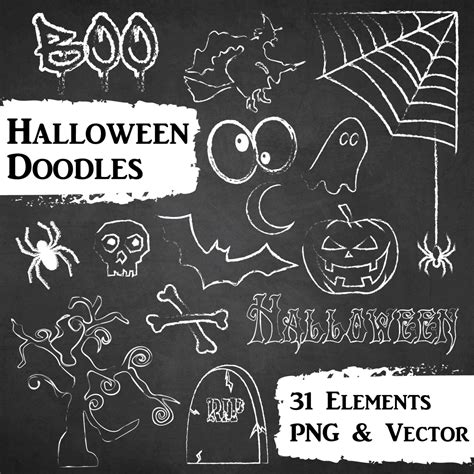 Halloween Chalkboard Clip Art Commercial Use Vector Clipart | Etsy