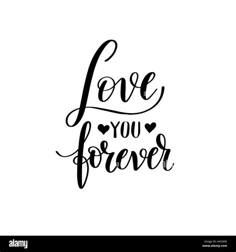 Love You Forever Black And White Hand Written Lettering About Lo Stock