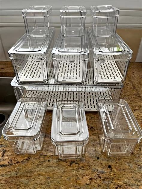 10 Pack Refrigerator Pantry Organizer Bins Stackable Fridge Organizer