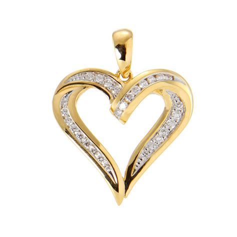 Pendentif Coeur Or Jaune Tons Et Diamant Ref