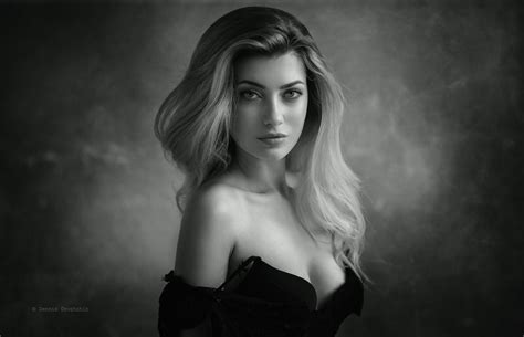 Women Blonde Face Portrait Bare Shoulders Dress Dennis Drozhzhin