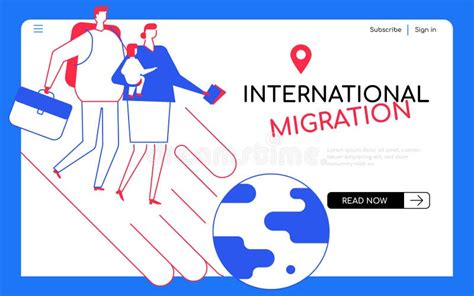 Banner Web De Diseño Plano Moderno De Migración Internacional Stock de