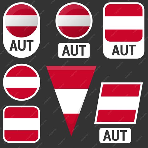 Premium Vector Set Of Austrian Flags Of Different Shapes