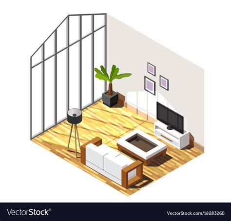 Living Room Interior Isometric Composition Vector Image