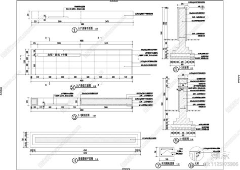 现代入户景墙施工图下载【id1125075906】知末案例馆