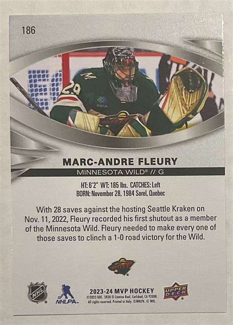 Upper Deck Mvp Silver Script Marc Andre Fleury For Sale