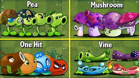 4 Team PEA X MUSHROOM X ONE HIT X VINE Who Will Win PvZ 2 Team