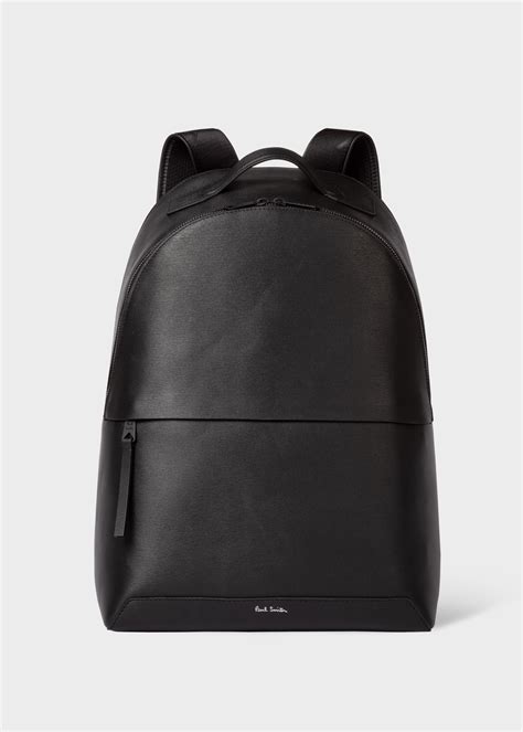 Paul Smith Mens Black Embossed Leather Backpack Kings Cross