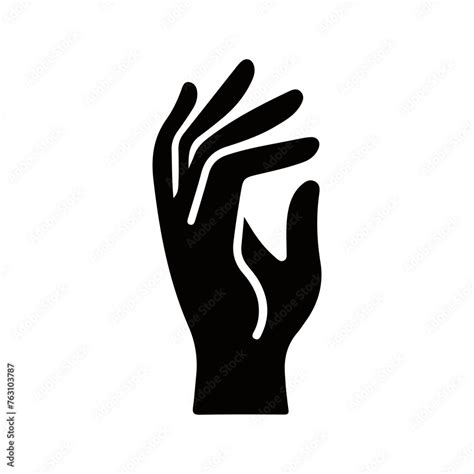 Raised Human Hand With Open Palm And Bent Fingers Grasping Gesture