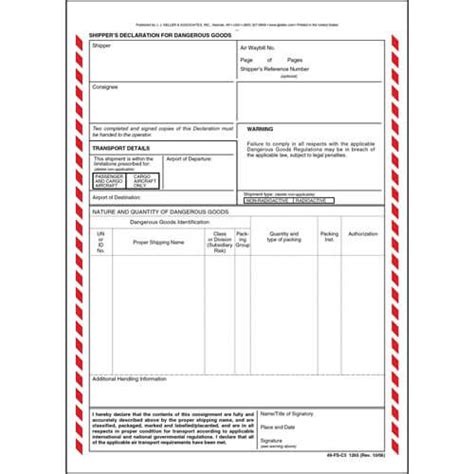 Shippers Declaration For Dangerous Goods 3 Ply W Carbon 3 Ply Carbon 8 12″ X 11 34