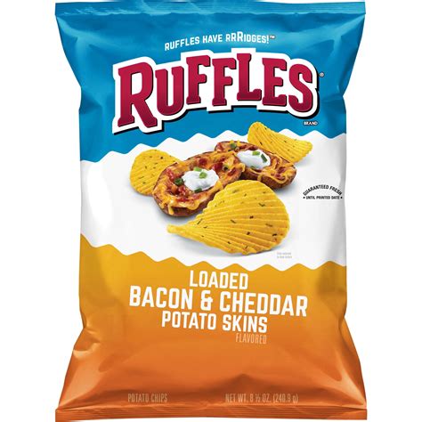 Ruffles Loaded Bacon And Cheddar Potato Skins Potato Chips 85 Oz Bag