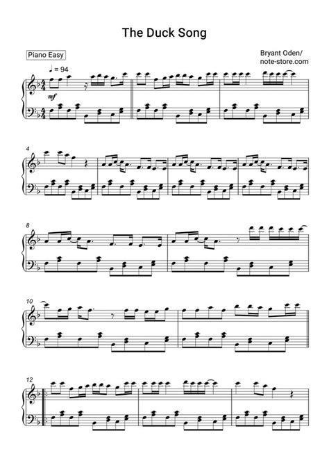 Bryant Oden - The Duck Song sheet music for piano [PDF] | Piano.Easy | Sheet music, Song sheet ...