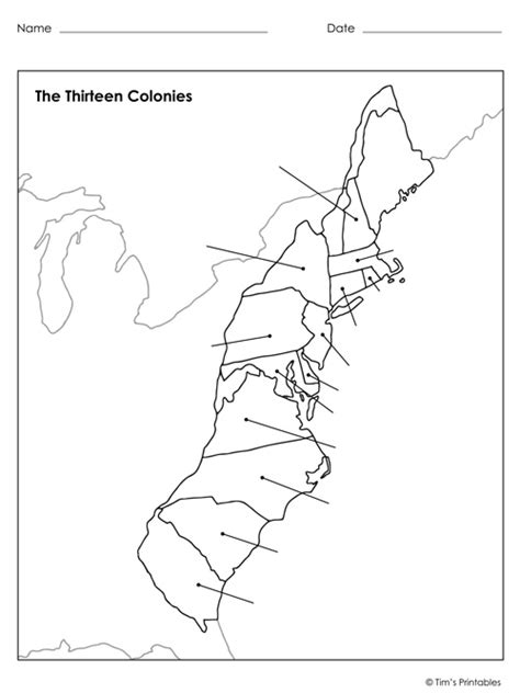 Blank Thirteen Colonies Map Tims Printables