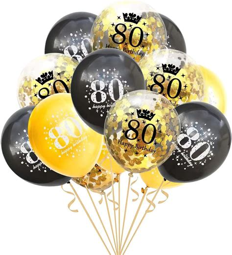 Th Birthday Balloons Gold And Black Party Decorations Latex Confetti