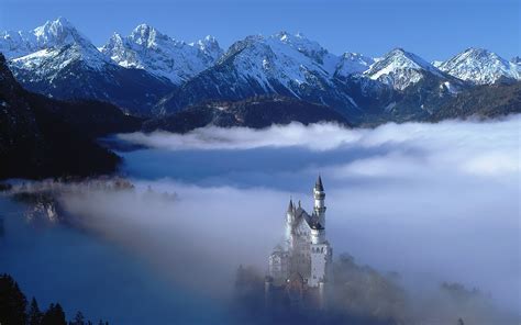 Wallpaper Mountains Lake Reflection Sky Snow Winter Castle