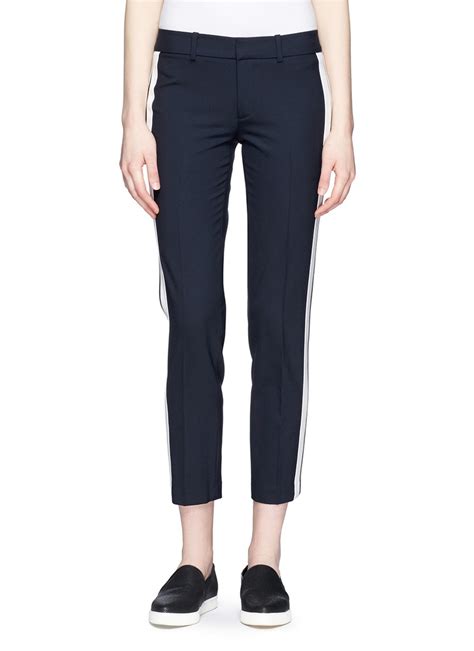 Lyst Vince Tuxedo Stripe Cropped Slim Wool Pants In Blue