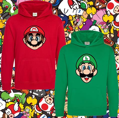 Super Mario And Luigi Hoodie Super Mario And Luigi Jumper Etsy Uk