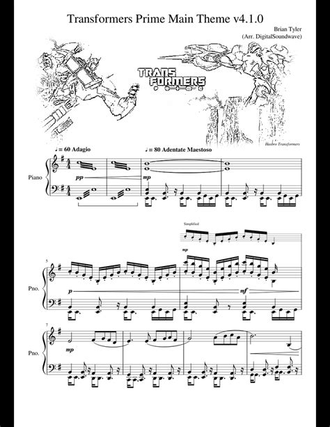 Transformers Prime Main Theme V4 Sheet Music For Piano Download Free In